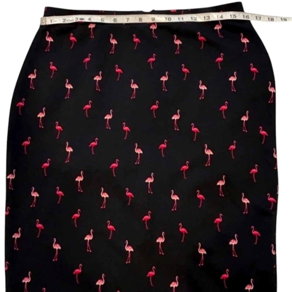 I Heart Ronson Pink Flamingo Pencil Midi Skirt. Back Slit, Back Zip. Has Stretch - Picture 4 of 7